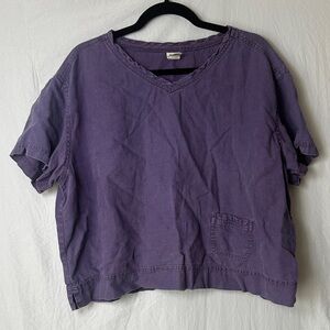 J. Jill Purple Short Sleeve V-Neck Tee